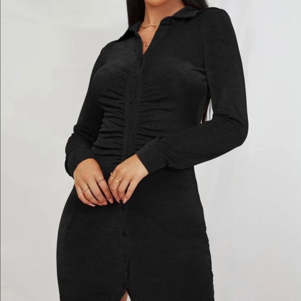 Nude Ruched Bust Bodycon Dress - Picture 2 of 5